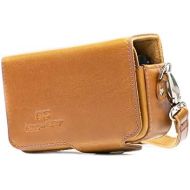 MegaGear Leather Camera Case with Strap Compatible with Canon PowerShot SX740 HS, SX730 HS, Light Brown