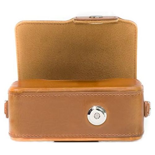  MegaGear Leather Camera Case with Strap Compatible with Canon PowerShot SX740 HS, SX730 HS, Light Brown