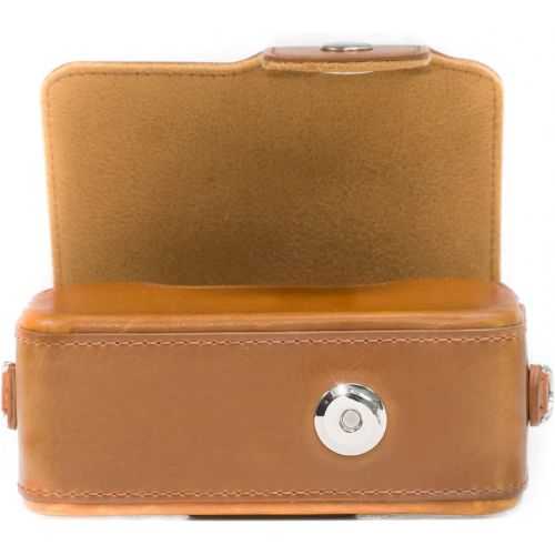  MegaGear Leather Camera Case with Strap Compatible with Canon PowerShot SX740 HS, SX730 HS, Light Brown