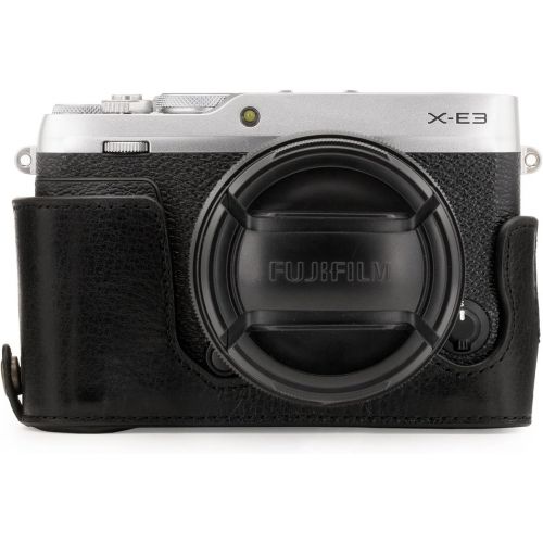  MegaGear MG1342 Ever Ready Genuine Leather Camera Half Case & Strap Fujifilm X-E3 with Battery Access, Black