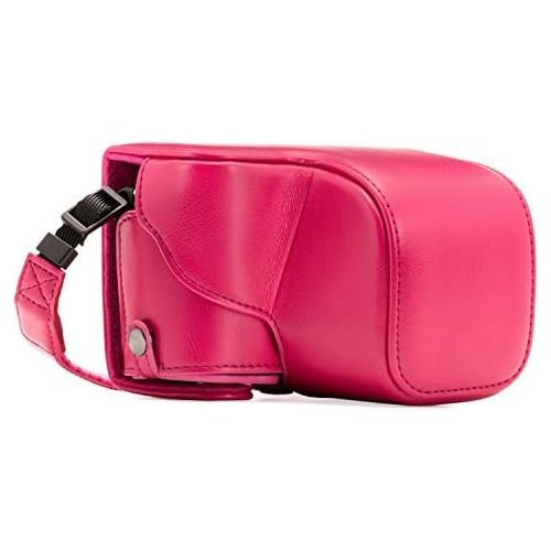  MegaGear Sony Alpha A6300, A6000 (16-50 mm) Ever Ready Leather Camera Case with Strap - Hot Pink - MG1145