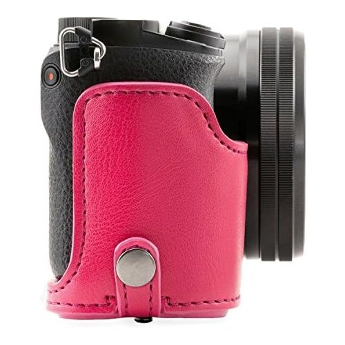  MegaGear Sony Alpha A6300, A6000 (16-50 mm) Ever Ready Leather Camera Case with Strap - Hot Pink - MG1145