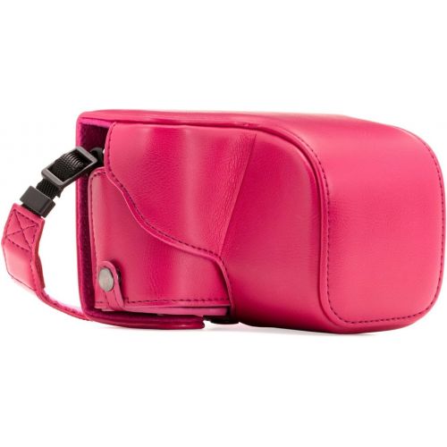  MegaGear Sony Alpha A6300, A6000 (16-50 mm) Ever Ready Leather Camera Case with Strap - Hot Pink - MG1145