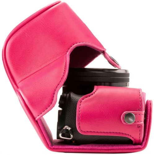  MegaGear Sony Alpha A6300, A6000 (16-50 mm) Ever Ready Leather Camera Case with Strap - Hot Pink - MG1145