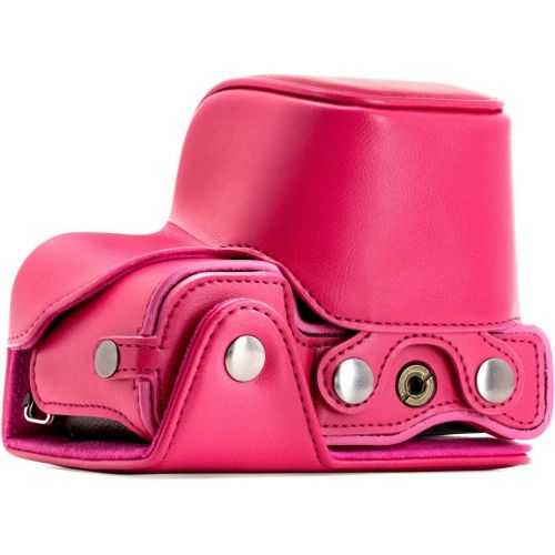  MegaGear Sony Alpha A6300, A6000 (16-50 mm) Ever Ready Leather Camera Case with Strap - Hot Pink - MG1145