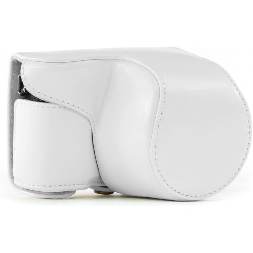  MegaGear Ever Ready Protective Leather Camera Case, Bag for Sony Alpha a5000, Sony a5100 with 16-50mm OSS Lens (White)