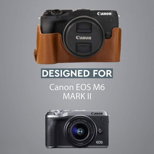  MegaGear Ever Ready Leather Camera Half Case Compatible with Canon EOS M6 Mark II