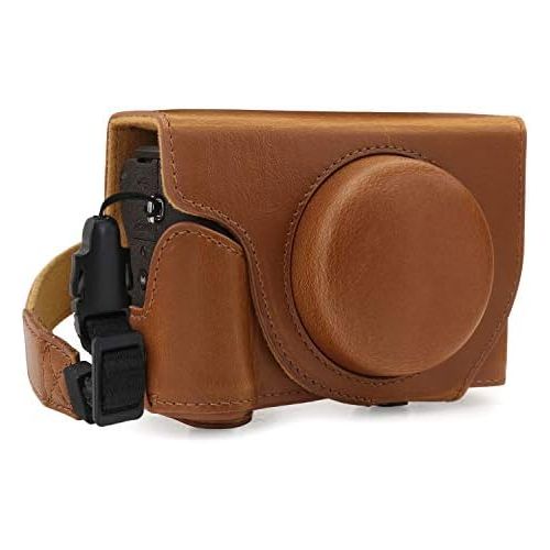  MegaGear Ever Ready Leather Camera Case Compatible with Canon PowerShot G5 X Mark II