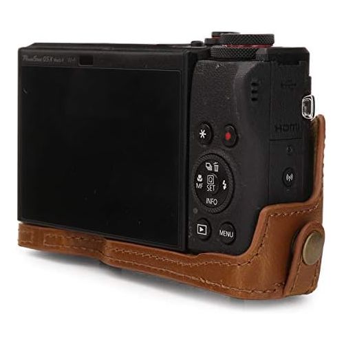  MegaGear Ever Ready Leather Camera Case Compatible with Canon PowerShot G5 X Mark II