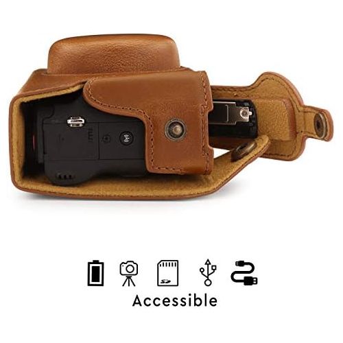  MegaGear Ever Ready Leather Camera Case Compatible with Canon PowerShot G5 X Mark II