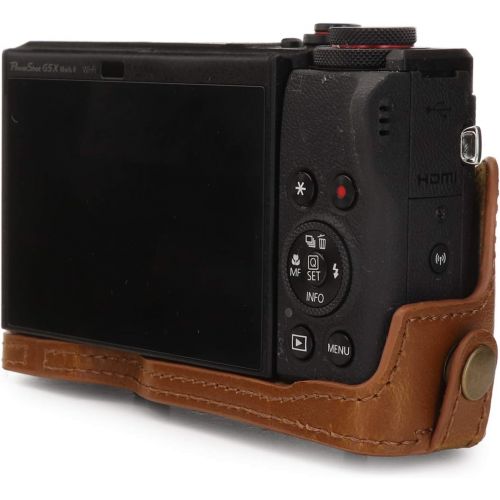  MegaGear Ever Ready Leather Camera Case Compatible with Canon PowerShot G5 X Mark II