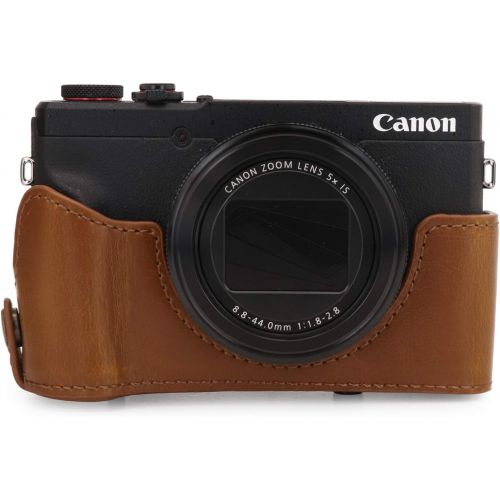  MegaGear Ever Ready Leather Camera Case Compatible with Canon PowerShot G5 X Mark II