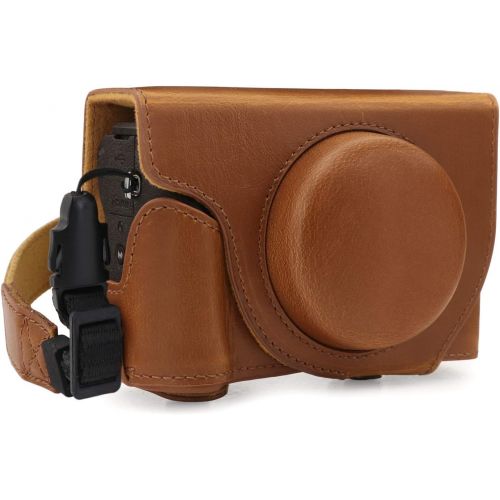  MegaGear Ever Ready Leather Camera Case Compatible with Canon PowerShot G5 X Mark II