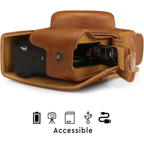  MegaGear Ever Ready Leather Camera Case Compatible with Canon PowerShot G5 X Mark II