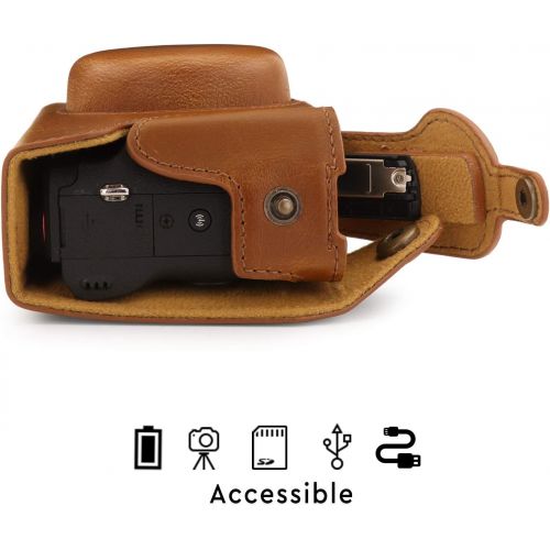  MegaGear Ever Ready Leather Camera Case Compatible with Canon PowerShot G5 X Mark II