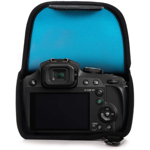  MegaGear Panasonic Lumix DC-FZ80, FZ82, DC-FZ70, FZ72 Ultra Light Neoprene Camera Case, with Carabiner - Blue - MG1167