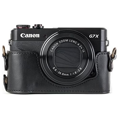  MegaGear Canon PowerShot G7 X Mark Ii Pu Leather Camera Case, Black (MG951)