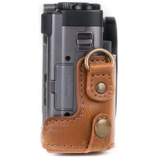  MegaGear MG1260 Ever Ready Leather Camera Case compatible with Panasonic Lumix DC-ZS80, DC-ZS70, DC-TZ95, DC-TZ90 - Light Brown