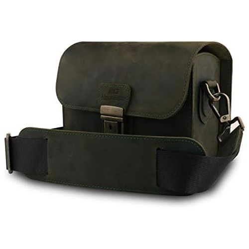  MegaGear Pebble Genuine Leather Camera Messenger Bag for Mirrorless, Instant and DSLR Cameras