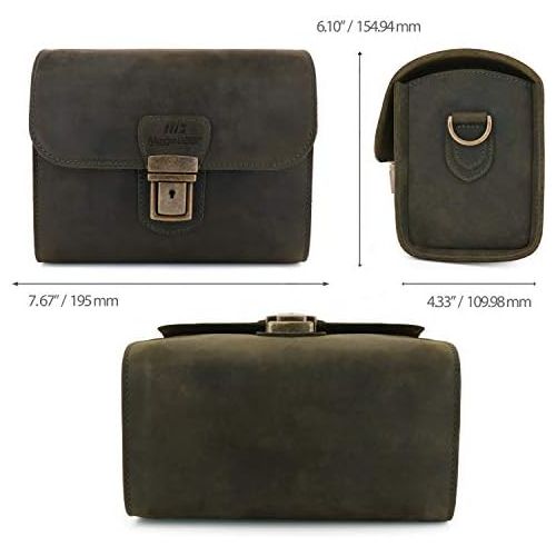  MegaGear Pebble Genuine Leather Camera Messenger Bag for Mirrorless, Instant and DSLR Cameras