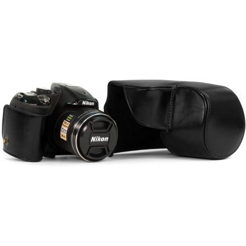  MegaGear Ever Ready Protective Black Leather Camera Case, Bag for Nikon COOLPIX P520, Nikon COOLPIX P530, Nikon COOLPIX P610 Digital Camera