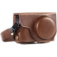 MegaGear MG1259 Ever Ready Leather Camera Case compatible with Panasonic Lumix DC-ZS80, DC-ZS70, DC-TZ95, DC-TZ90 - Dark Brown