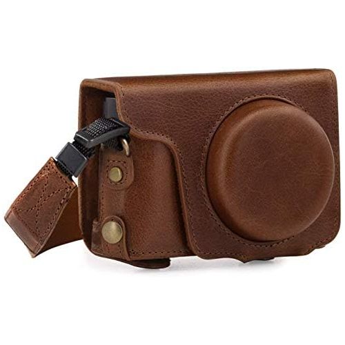  MegaGear Ever Ready Genuine Leather Camera Case Compatible with Panasonic Lumix DMC-ZS100, DC-ZS200
