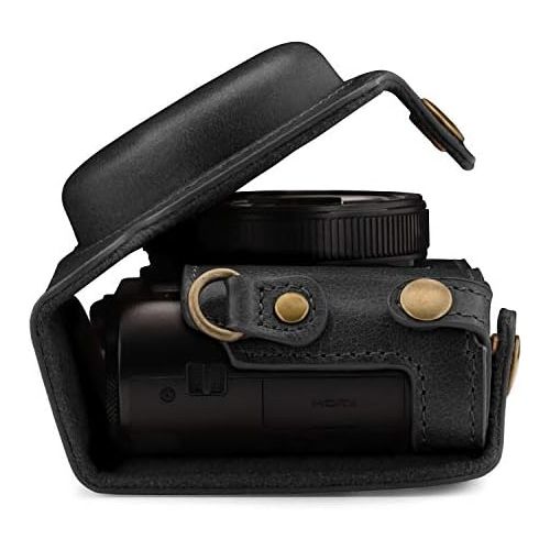  MegaGear Ever Ready Genuine Leather Camera Case Compatible with Panasonic Lumix DMC-ZS100, DC-ZS200