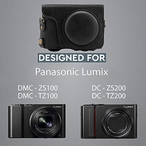  MegaGear Ever Ready Genuine Leather Camera Case Compatible with Panasonic Lumix DMC-ZS100, DC-ZS200