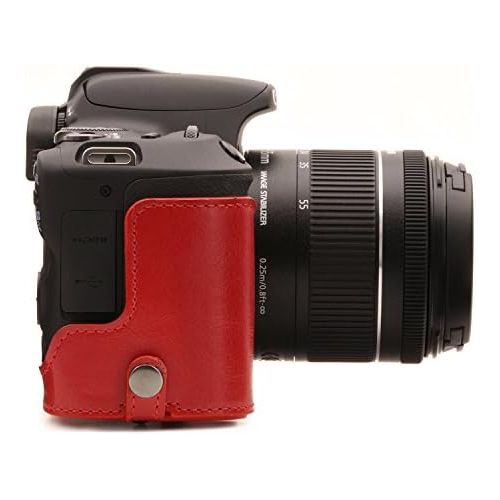  MegaGear Ever Ready Leather Camera Case Compatible with Canon EOS Rebel SL3, Kiss X10, Rebel SL2, Kiss X9 18-55mm Lens