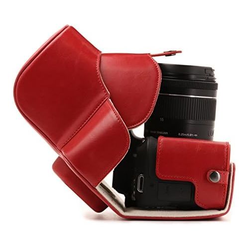  MegaGear Ever Ready Leather Camera Case Compatible with Canon EOS Rebel SL3, Kiss X10, Rebel SL2, Kiss X9 18-55mm Lens