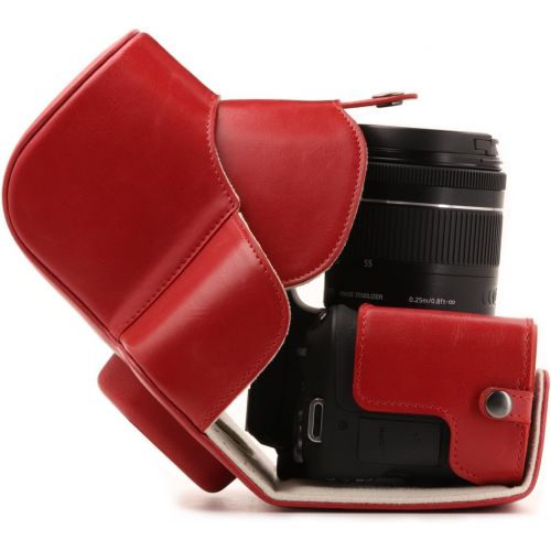  MegaGear Ever Ready Leather Camera Case Compatible with Canon EOS Rebel SL3, Kiss X10, Rebel SL2, Kiss X9 18-55mm Lens