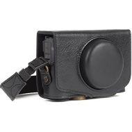 MegaGear MG1176 Canon PowerShot SX740 HS, SX730 HS Ever Ready Genuine Leather Camera Case with Strap - Black