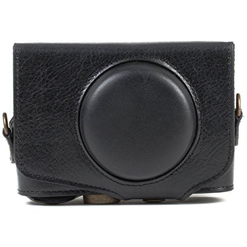  MegaGear MG1176 Canon PowerShot SX740 HS, SX730 HS Ever Ready Genuine Leather Camera Case with Strap - Black