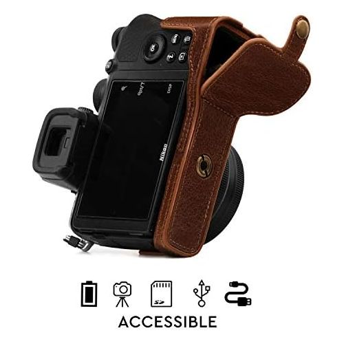  MegaGear Ever Ready Genuine Leather Camera Half Case Compatible with Nikon Z50