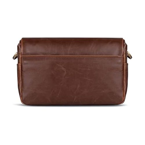  MegaGear MG1526 Leather Camera Messenger Bag for Mirrorless, Instant and DSLR Cameras - Dark Brown, Compact