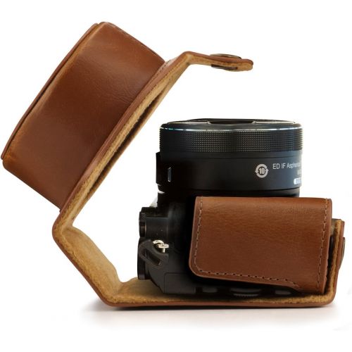  MegaGear Ever Ready Leather Camera Case Compatible with Nikon 1 J5 (10-30mm)