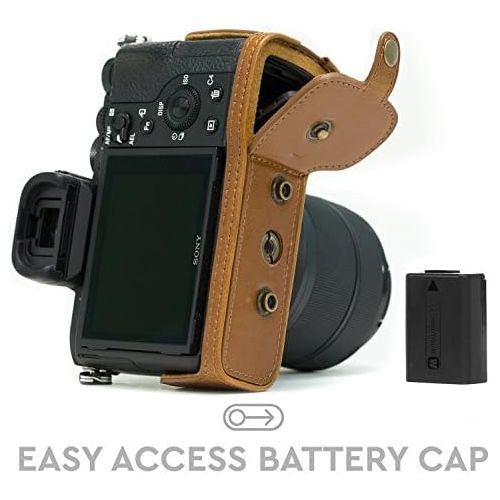  MegaGear Sony Alpha A7S II, A7R II, A7 II (28-70mm) Ever Ready Leather Camera Case and Strap, with Battery Access - Light Brown - MG1122