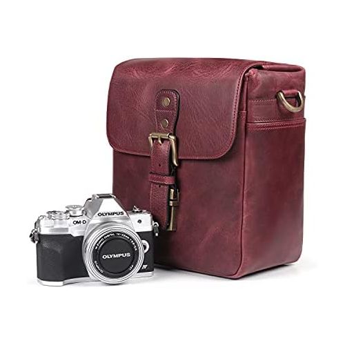  MegaGear Torres Mini Genuine Leather Camera Messenger Bag for Mirrorless, Instant and DSLR Cameras