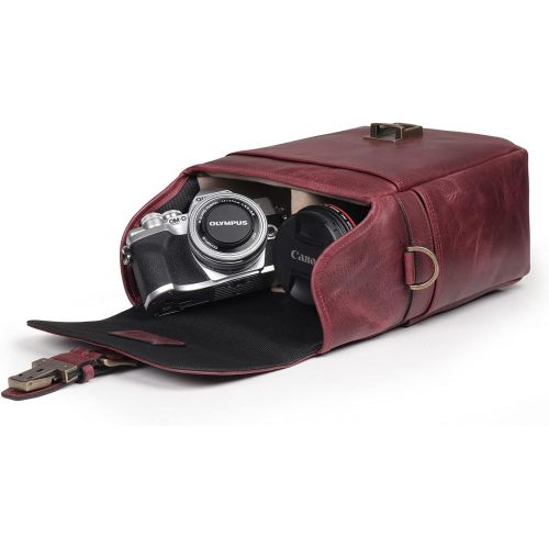  MegaGear Torres Mini Genuine Leather Camera Messenger Bag for Mirrorless, Instant and DSLR Cameras