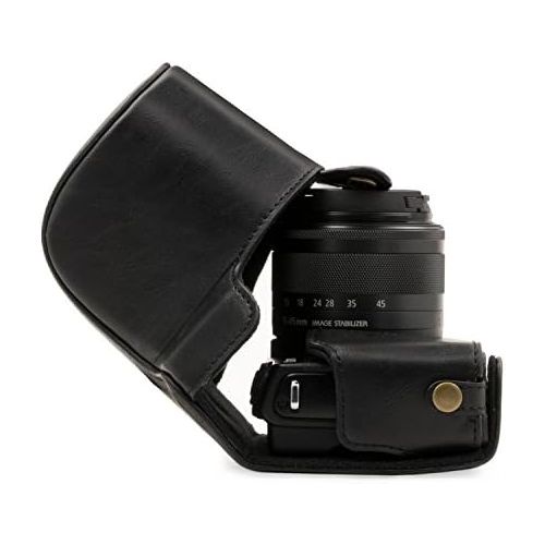  MegaGear Ever Ready Leather Camera Case Compatible with Canon EOS M200, M100 (15-45mm)