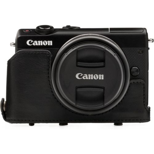  MegaGear Ever Ready Leather Camera Case Compatible with Canon EOS M200, M100 (15-45mm)