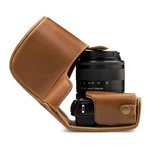  MegaGear Ever Ready Leather Camera Case Compatible with Canon EOS M200, M100 (15-45mm)