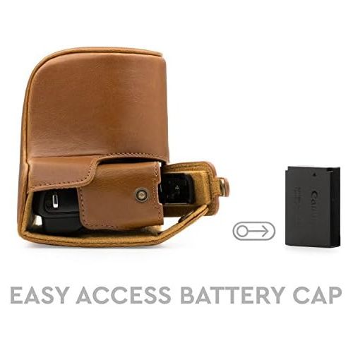  MegaGear Ever Ready Leather Camera Case Compatible with Canon EOS M200, M100 (15-45mm)