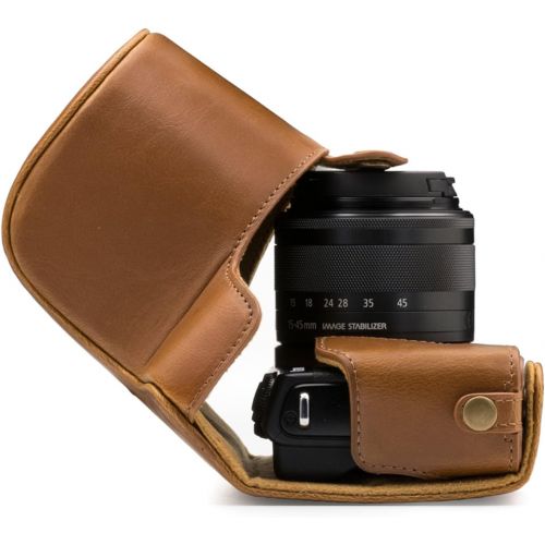  MegaGear Ever Ready Leather Camera Case Compatible with Canon EOS M200, M100 (15-45mm)