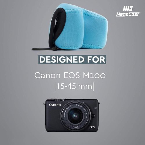  MegaGear Canon EOS M100, M200 (15-45mm) Ultra Light Neoprene Camera Case, with Carabiner - Blue - MG1321