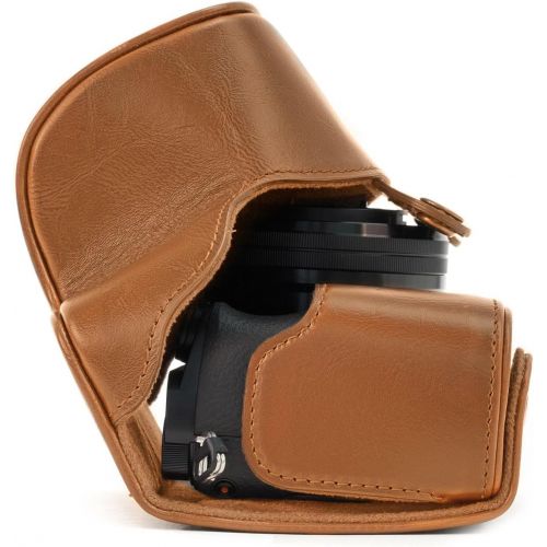  MegaGear Ever Ready Protective Leather Camera Case, Bag for Sony Alpha a5000 Sony a5100 with 16-50mm OSS Lens (Light Brown)