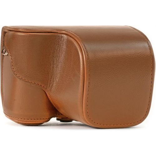  MegaGear Ever Ready Protective Leather Camera Case, Bag for Sony Alpha a5000 Sony a5100 with 16-50mm OSS Lens (Light Brown)