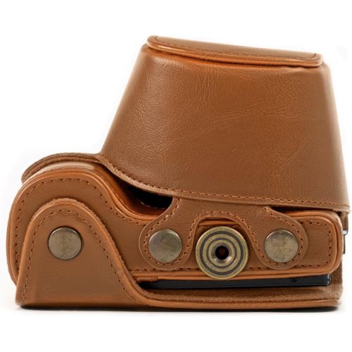  MegaGear Ever Ready Protective Leather Camera Case, Bag for Sony Alpha a5000 Sony a5100 with 16-50mm OSS Lens (Light Brown)