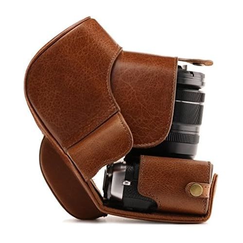 MegaGear MG1340 Ever Ready Genuine Leather Camera Case & Strap for Fujifilm X-E3 (23mm & 18-55mm) with Battery Access, Light Brown